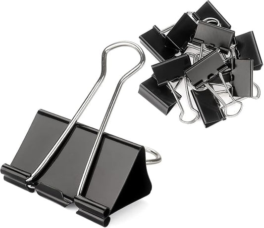 ZZTX Large Binder Clips Paper Clamps Clips Black, 1.6 Inches, 12 Pack