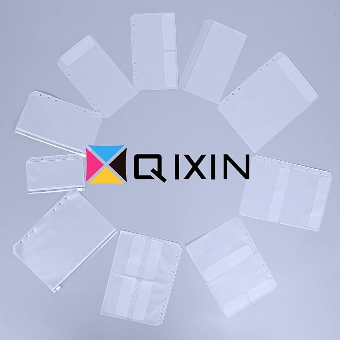 30pcs A5 Binder Pocket Set no Zipper Clear Budget Planner Inserts Bulk Budget Binder Organizer Cash Envelopes for Budgeting Waterproof PVC Loose Leaf Bags Card Sleeves for 6 Ring Notebook