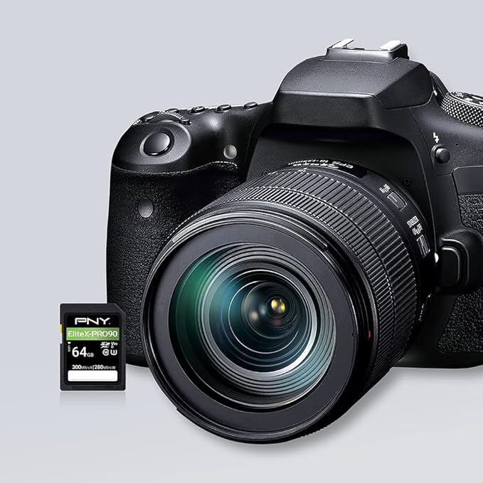 PNY 64GB EliteX-PRO90 UHS-II SDXC Memory Card – R300MB/s W280MB/s, U3, V90, 8K UHD, Full HD, UHS-II for Professional Photographers & Content Creators, DSLR, Mirrorless Cameras, Advanced Video Cameras