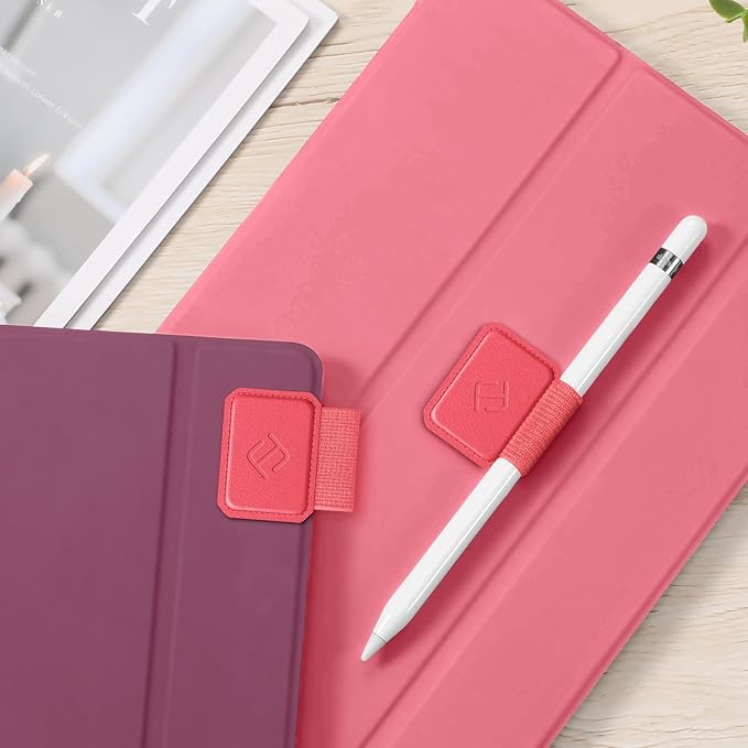 Fintie 4 Pack Pen Loop Holder for Apple Pencil Pro, Apple Pencil (USB-C / 1st / 2nd Generation) and Stylus Pens, Elastic Adhesive Leather Sleeve Attached to Cases, Watermelon