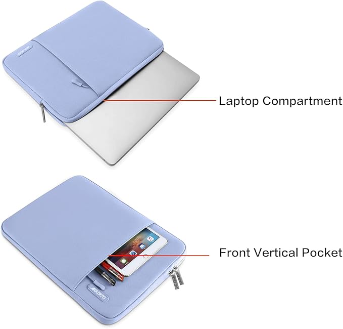 MOSISO Laptop Case 14 inch, 14 inch Laptop Sleeve Compatible with HP Lenovo Dell ASUS Acer, HP Stream, Dell Latitude, Lenovo IdeaPad, Polyester Vertical Computer Sleeve Bag with Pocket, Pastel Blue
