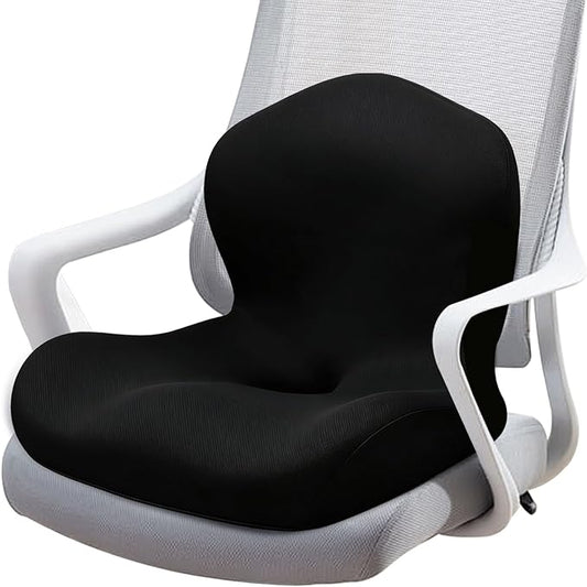 Seat Cushion, Office Chair Cushion, L-Shaped Ergonomic Car Seat Cushions, Memory Foam Chair Cushion, Lumbar Support Pillow for Wheelchair, Car, Home, Office, Desk, Black