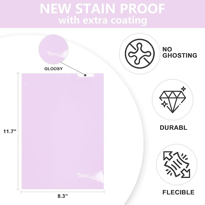 Dry Erase Board Sticker- Whiteboard Stickers-8.3''x11.7'' Removable Dry Erase Sheets- Fridge Dry Erase Paper for Wall/Desk/Refrigerator/Door/Locker/Home/Office/Classroom (Purple-2Pcs)