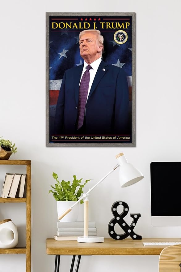 President Donald Trump - 47th President Wall Poster, 34L" x 22.4W", Barnwood Framed Version