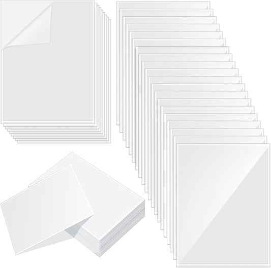 Gueevin 200 Pcs 8.5 x 11 Inch Self Adhesive Display Pockets Peel and Stick Clear Paper Sleeves Wall and Door Communication Clear Adhesive Sheet Protector Letter Size Plastic Sheet Protectors