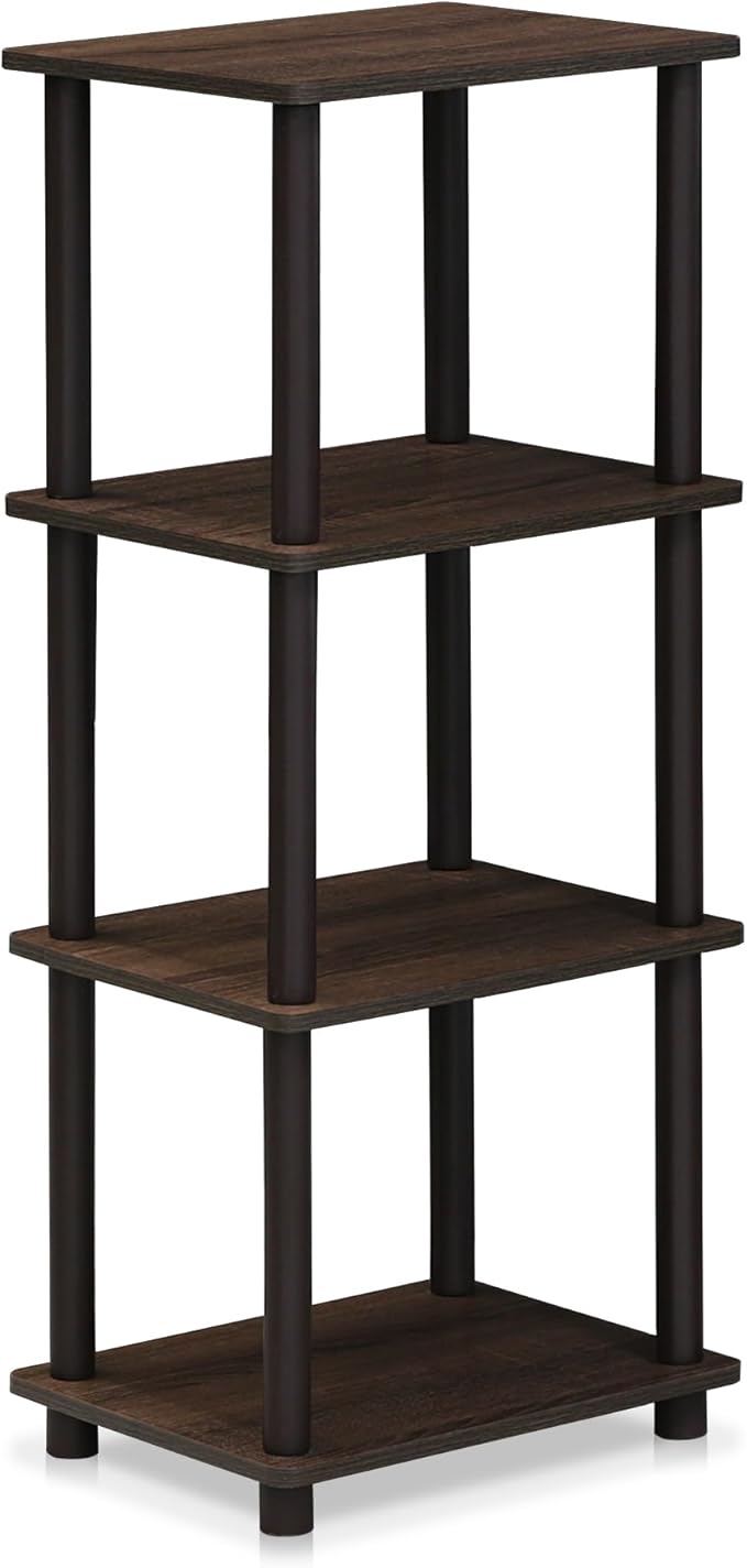 FURINNO Turn-N-Tube Shelf, 3 Space, Walnut/Brown