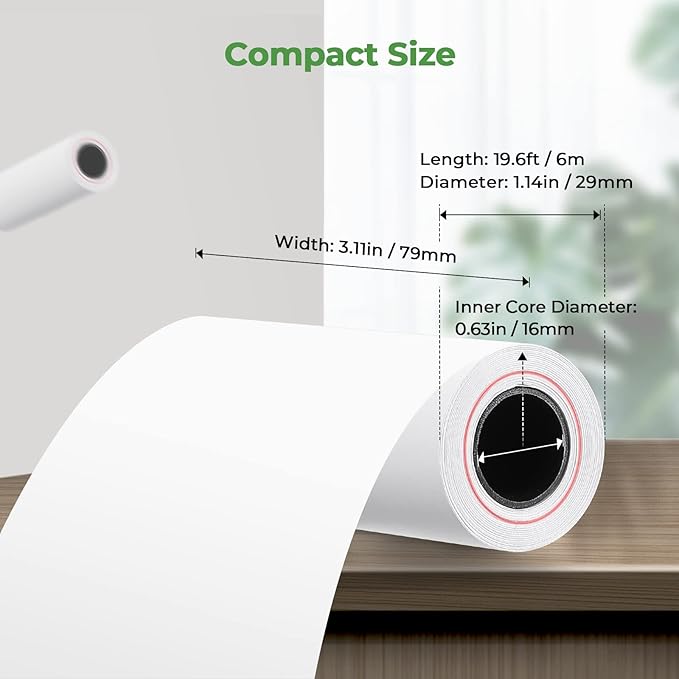MUNBYN Thermal Receipt Paper 3 1/8 x 19.6ft, 50 Rolls Receipt Paper Work for Star Micronics TSP100 TSP143 Epson 80mm Receipt Printer Square POS Register, BPA Free (80 * 30mm x 50 rolls)