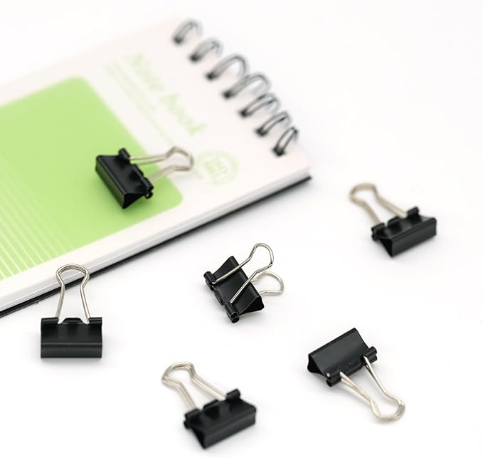 64Pcs Mini Binder Clips, 0.5 inch(13mm), Paper Clamps Micro Size for Office Supplies, Black