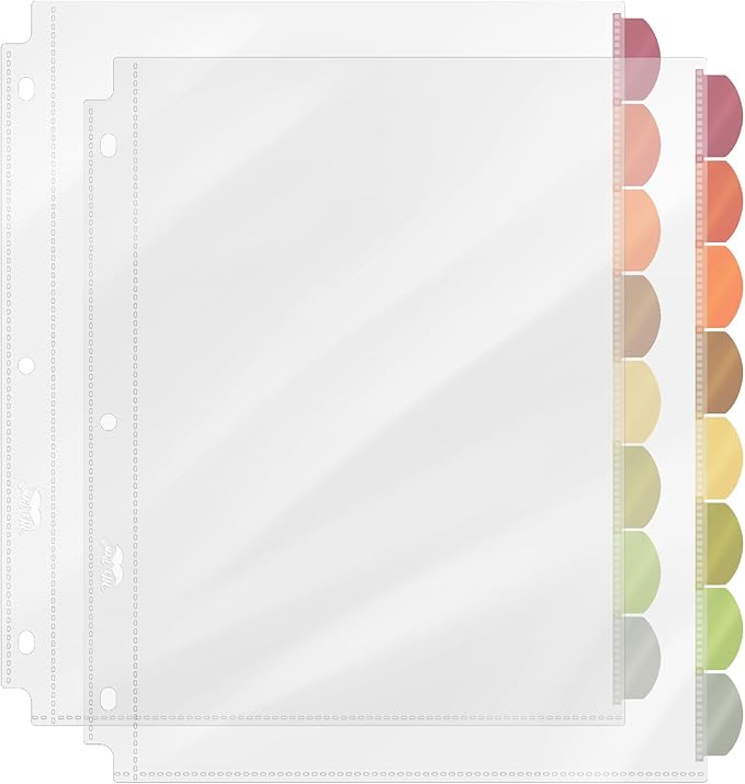 Mr. Pen- Clear Sheet Protectors with Tabs, 8 Tabs, 2 Sets, Clear Plastic Dividers for 3 Ring Binder, Insertable Index Page Divider Multicolor Tabs