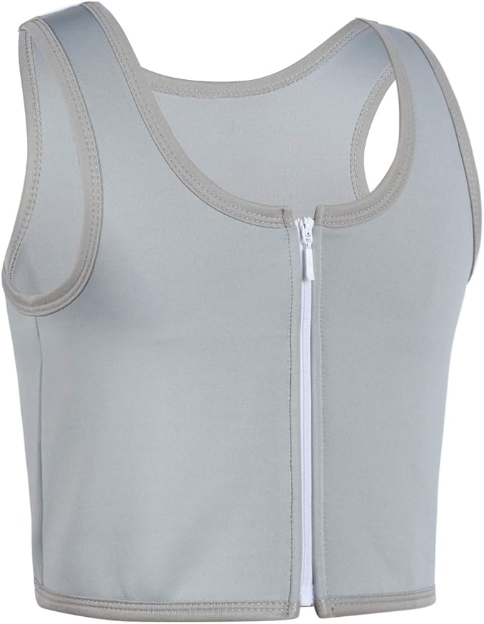 JARAZIN Zipper Chest Binder for Women Transgender FTM Half Elastic Band Bra Tank Top