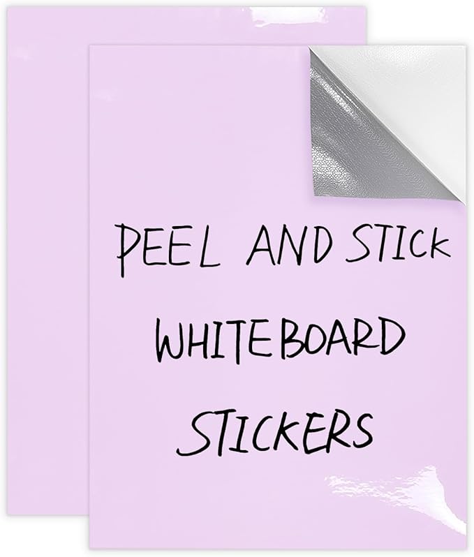 Dry Erase Board Sticker- Whiteboard Stickers-8.3''x11.7'' Removable Dry Erase Sheets- Fridge Dry Erase Paper for Wall/Desk/Refrigerator/Door/Locker/Home/Office/Classroom (Purple-2Pcs)