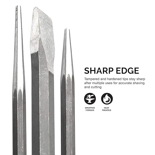 NEIKO 02623A Cold Chisel and Punch Set | 12 Piece | Cr-V Steel | Remove Pins and Bushings | Cut or Split Steel Objects
