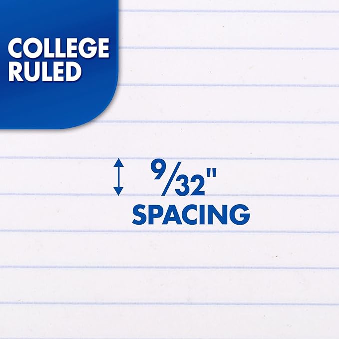 Mead Spiral Notebook, 3 Subject, College Ruled Paper, 8" x 11", 120 Sheets, Color Will Vary (820394-25)