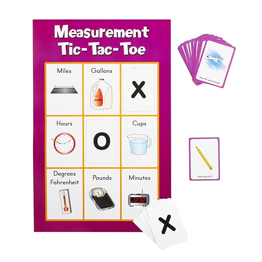 Really Good Stuff Measurement Tic-Tac-Toe Numeracy Center - 1 Kit - Ages 7-8, Grades 2-3