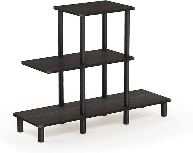 FURINNO Turn-N-Tube 3-Tier Design Display Rack, Espresso/Black