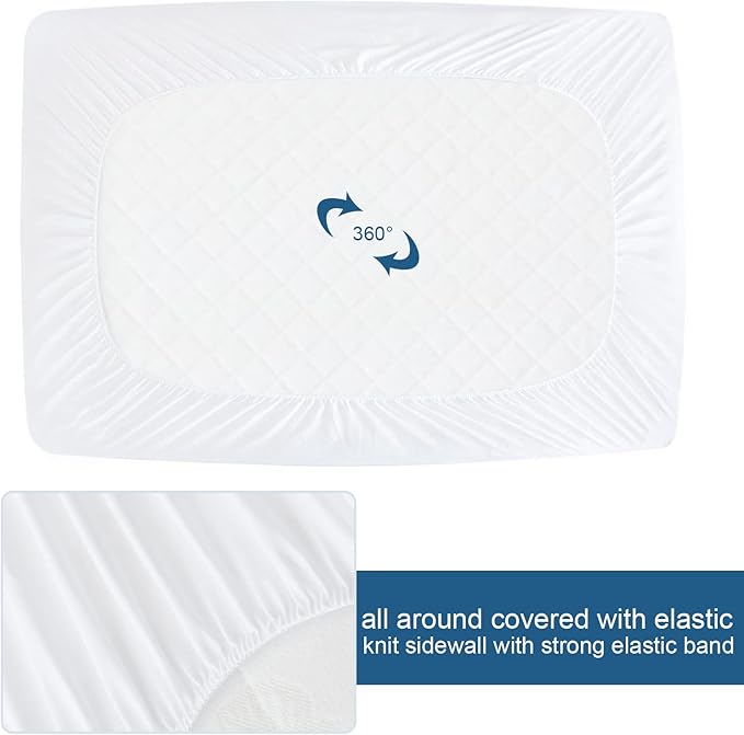 4 Pack Twin Mattress Protector Waterproof Premium Terry Twin Bed Sheets Fitted up to 14'' Ultra Soft and Breathable Mattress Topper Pad Cover Twin Machine Washbale