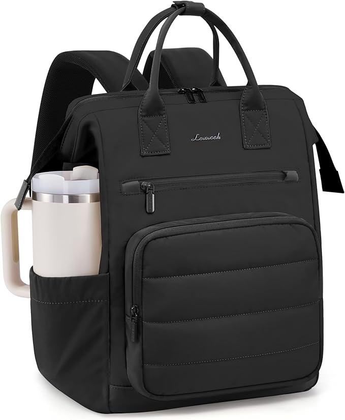 LOVEVOOK Puffer Laptop Backpack for Women, 15.6 Inch Work Backpack purse for Nurse Teacher, College Back to School Bookbag for Teen Girls, Personal Item Travel Bag Computer Daypack for Daily Commute