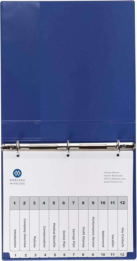 Avery Dividers for 3 Ring Binders, 12 Tabs per Set, Customizable Table of Contents, Classic White Tabs, Great for Organizing Reports, Projects, and More (11140)