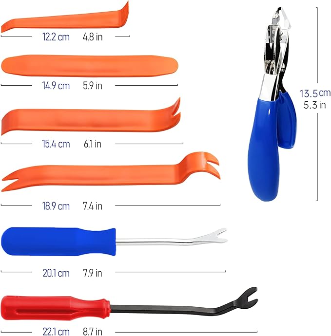 7 Pieces Staple Remover Tools Set for Upholstery, Construction and Auto Car, Professional Tack and Nail Puller Kit for Efficiently and Easily Remove All Kinds of Staples,Tacks and Nails (Blue)