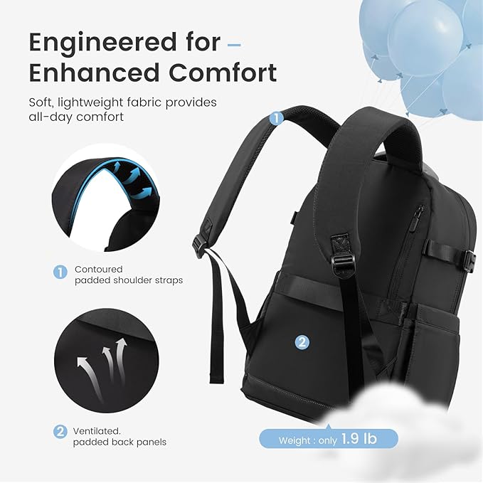 LOVEVOOK Laptop Backpack for Women with Giant Tumbler Holder Pocket,17 Inch Puffer Travel College Work Backpack Purse for Teacher Nurse,Waterproof Laptop Bag Computer Back Pack Casual Daypack,Black