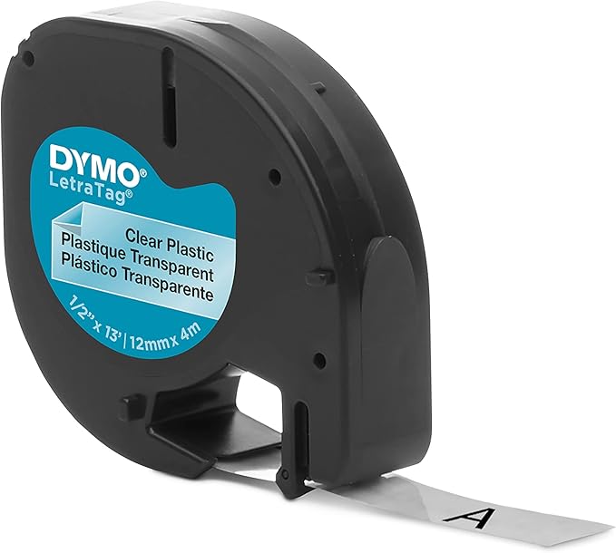 DYMO LT Labeling Tape for LetraTag Label Makers Black Print on Clear Labels 1/2" x 13-Foot Rolls 3 Count