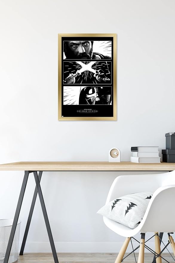Trends International Star Wars: Obi-Wan Kenobi - Panels Wall Poster, 14.725" x 22.375", Gold Framed Version