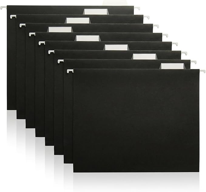 Black Hanging File Folders – 8 Pack, Letter Size File Organization Folders for Home, Office, School & Filing Cabinets
