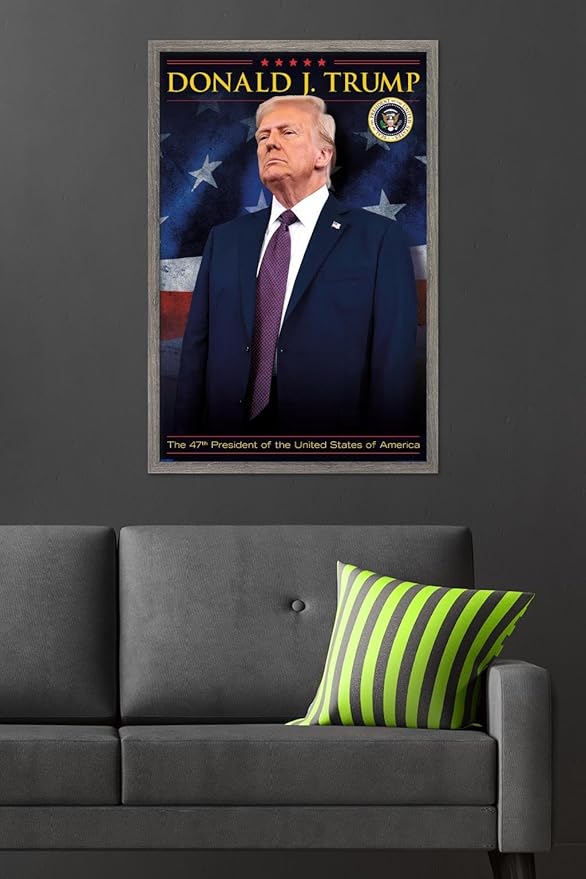 President Donald Trump - 47th President Wall Poster, 34L" x 22.4W", Barnwood Framed Version