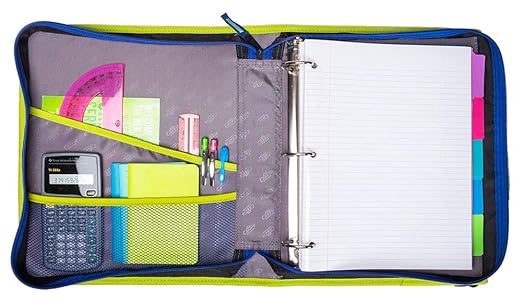 Case-it The Z Shape Zipper Binder - Two Binders in One - Double Sided 1.5 Inch D-Ring - Multiple Pockets - 500 Page Capacity - Comes with Shoulder Strap, Blue and Yellow Z-176