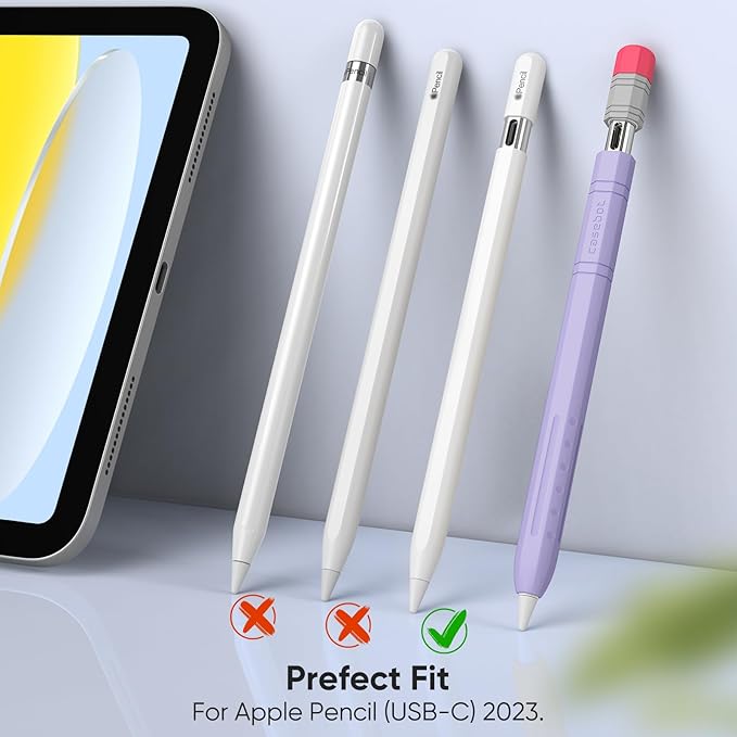 Fintie Silicone Sleeve for Apple Pencil (USB-C), Light Pen Skin Case Cover Soft Protective Anti-Slip Pencil Grip Holder, Supports Magnetic Attachment, Lilac Purple