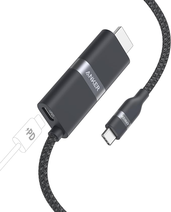 Anker Nano USB C to HDMI Cable Adapter with 140W PD Fast Charging Port,4K@60Hz,Sustainable with Advanced Shielding,Thunderbolt 5/4/3 Compatible,for MacBook,iPhone,HD TV(3FT,Black)