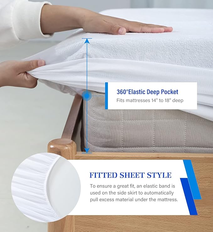 Twin XL Mattress Protector,Mattress Cover Noiseless Waterproof Soft Breathable Terry for Pets Kids Adults 39" x 80"