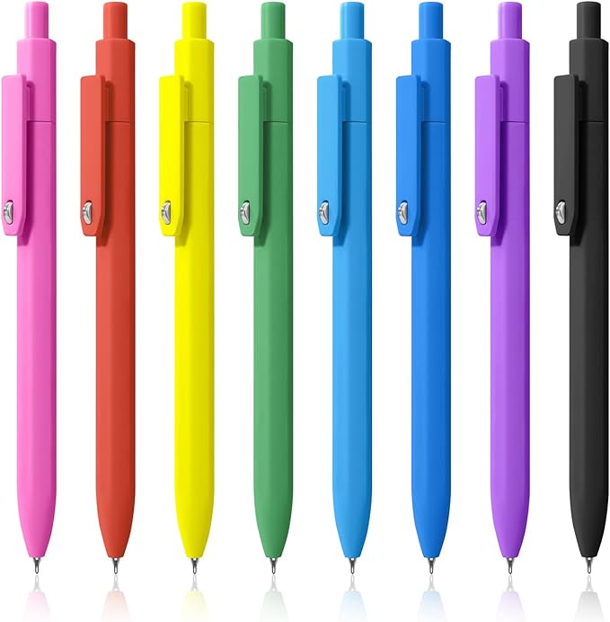 Pens, 8 Pack Black Ink Gel Pens Ballpoint Smooth Writing Pens for Journaling, Cute Office Supplies for Nurses Women Teachers
