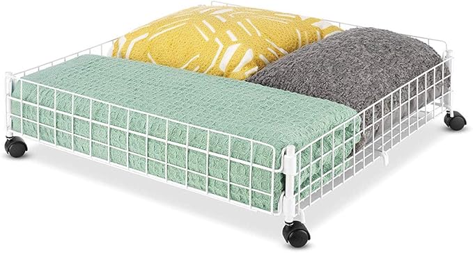 Whitmor Rolling White Wire Underbed Cart