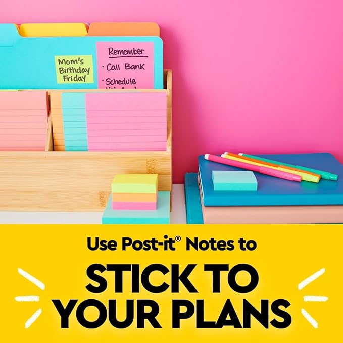 Post-it Notes, 3 in x 3 in., 18 Sticky Notes Pads, 100 Sheets per Pad, Poptimistic Collection, School Supplies and Oﬃce Products, The Original Post-it Note