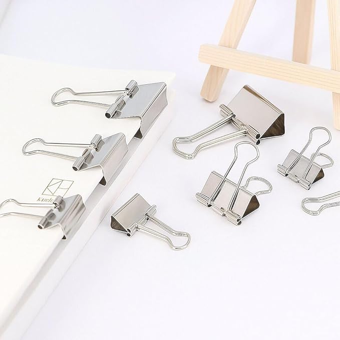 130 Pack Silver Binder Clips Assorted Sizes, Large Medium Small Mini 4 Sizes Mix, Paper Clamps Metal Paper Clips Set for Office School Home Business Supplies