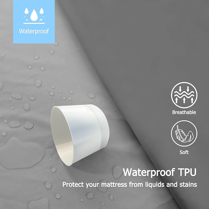 Softhour 2 Pack King Premium Waterproof Mattress Protector, Soft Breathable Mattress Pad Cover, Noiseless Waterproof Bed Cover - Stretch to 21"" Fitted Deep Pocket Mattress Protection Cover-Dark Grey
