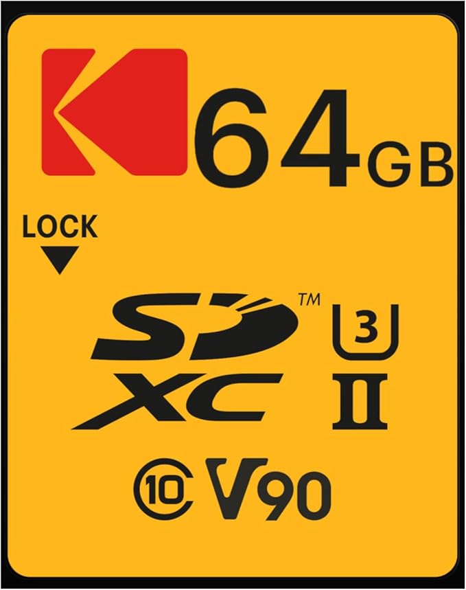 Kodak 64GB UHS-II U3 V90 Ultra Pro SDXC Memory Card - Up to 300MB/s Read Speed and 270MB/s Write Speed