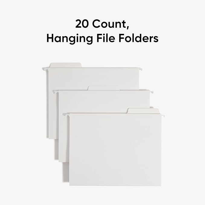Smead FasTab Hanging File Folder, 1/3-Cut Built-in Tab, Letter Size, White, 20 per Box (64002) (Pack of 10)