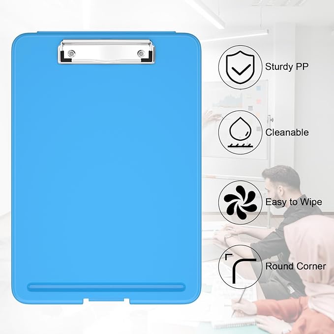 Hongri Clipboard with Storage, 8.5 x 11 Nursing Clip Board Foldable Storage for Nurses, Lawyers, Students, Classroom, Office, School, Size 13.4 x 9.4 X 0.9 in, Blue