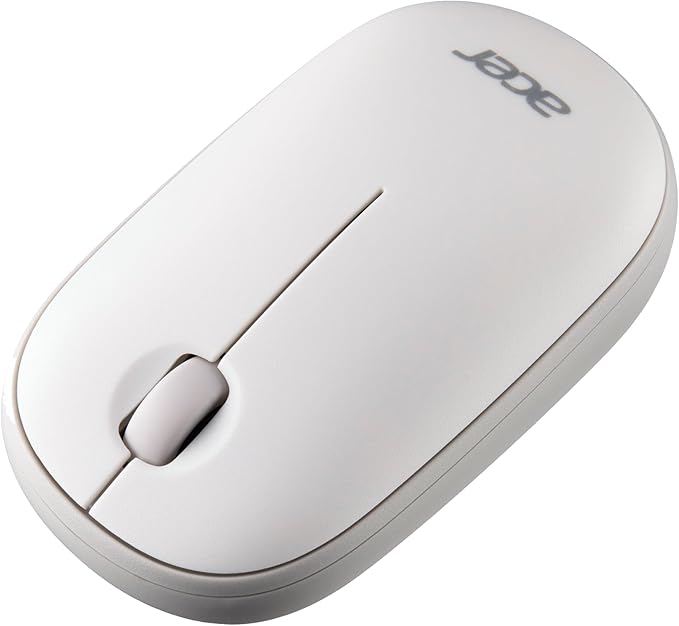 acer Computer Mouse Wireless, 2.4G Slim USB Wireless Mice with USB-A Receiver, 1600 DPI Optical, Laptop Mouse with Plug and Play for Right/Left Handed Users (for Chromebooks, Windows PC & Mac) White