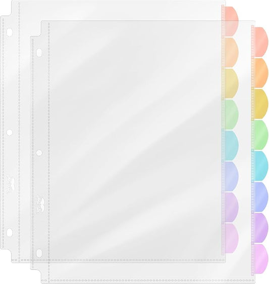 Mr. Pen- Clear Sheet Protectors with Tabs, 8 Tabs, 2 Sets, Clear Plastic Dividers for 3 Ring Binder, Insertable Index Page Divider Multicolor Tabs