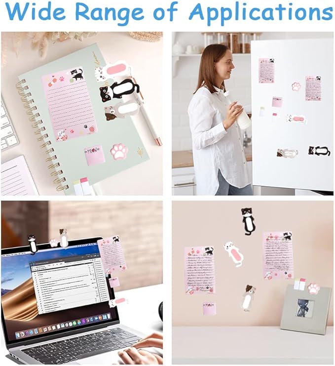 QPIXVB Cute Sticky Notes,440 Sheets Cat Sticky Notes,Cat Gifts for Women,School Supplies,Cartoon Animal Cats Self-Stick Note Pads,Cats Lover Christmas Gifts,Note Pads Set for Students Office Supplies