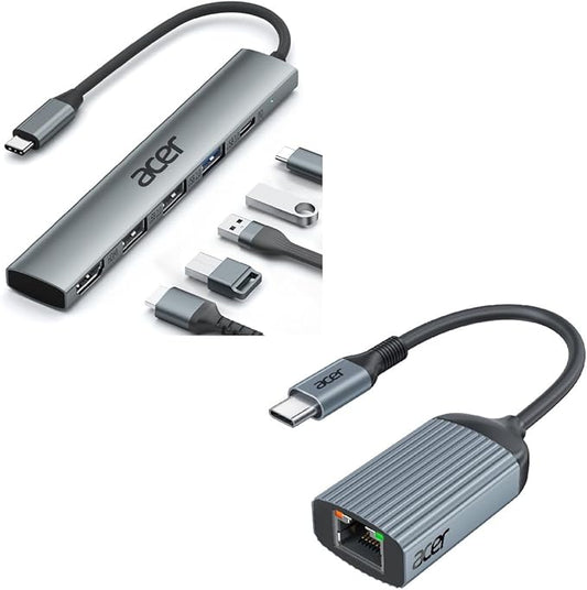 Acer 5 in 1 USB C Hub Bundle with USB C to Ethernet Adapter