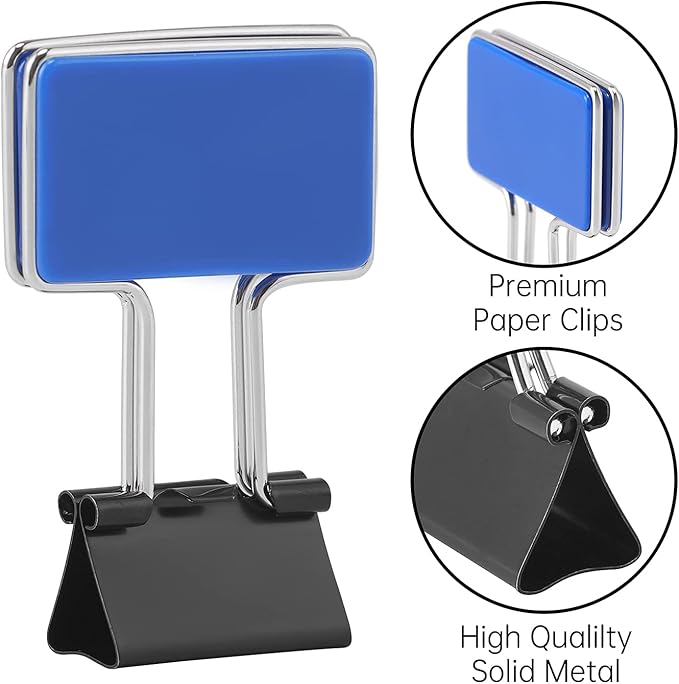 Retangle Medium Paper Clips，Binder Clips, Easy Grip, Assorted Color, Office Supplies，8 Pcs/Set