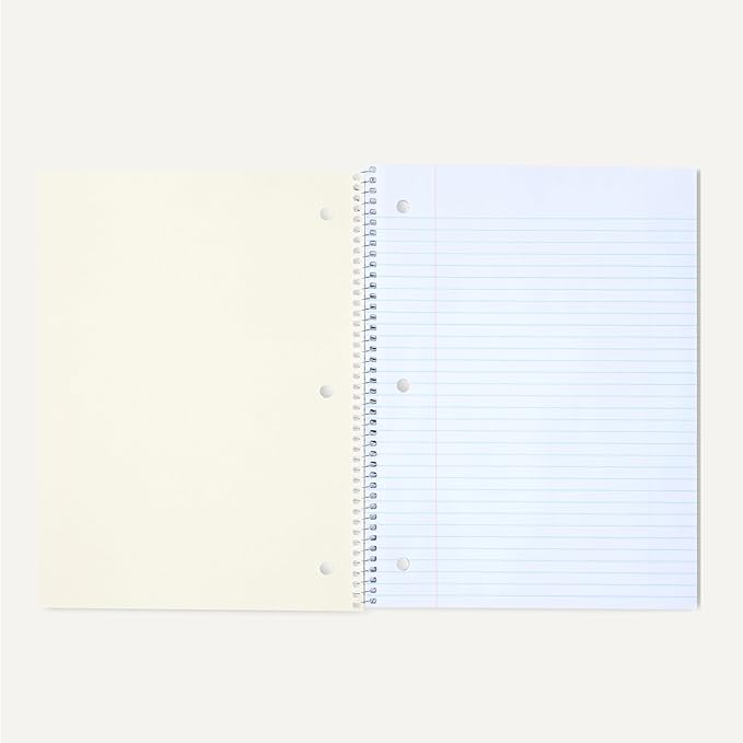 Amazon Basics College Ruled Spiral Notebook, For Work and School, 70 Sheets, 8" x 10.5", Assorted Primary Solid Colors, 3 pack