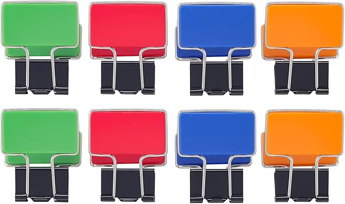 Retangle Medium Paper Clips，Binder Clips, Easy Grip, Assorted Color, Office Supplies，8 Pcs/Set