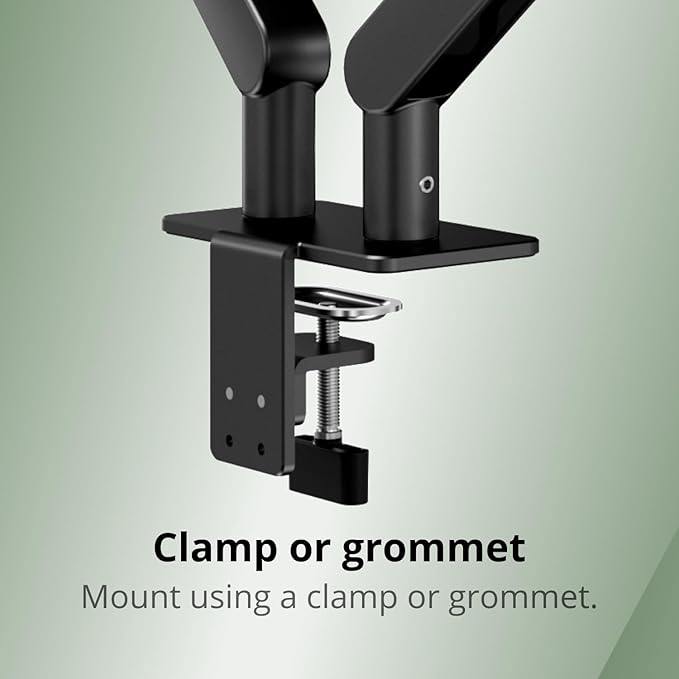 AOC AM420G Dual Monitor Stand - Full Adjustable Monitor Desk Mount Swivel Vesa Bracket with C Clamp, Grommet Mounting Base for 17 to 34 Inch Computer Screens - Each Arm Holds 4.4 to 19.8lbs