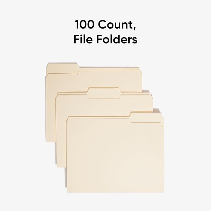 Smead File Folders Letter Sized,1/3-Cut Tab,Assorted Positions,Letter Size Manila Folders,100 Per Box (10381),(Pack of 2)