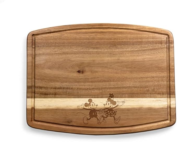 PICNIC TIME Disney Mickey Mouse & Minnie Mouse Ovale Acacia Cutting Board, Serving Board, Charcuterie Board, (Acacia Wood)